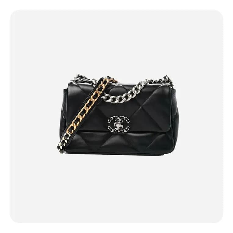 샤넬 19 플랩백 램스킨 미디움 블랙 골드 - Chane19 Flap Bag Lamb s… - 1