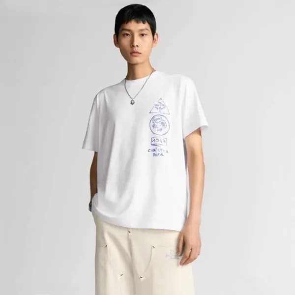 디올 남성 라운드 반팔 티셔츠 - Dior Mens Round Tshirt - dic542… - 1