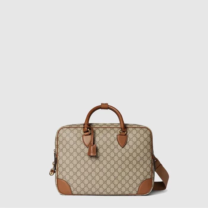 구찌 남성 GG 엠블럼 미디엄 브리프케이스 - Gucci Mens GG Emblem Med… - 1