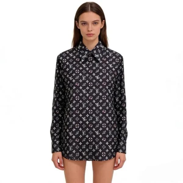 루이비통 여성 모노그램 실크 셔츠 - Louis vuitton Womens Monogram… - 1