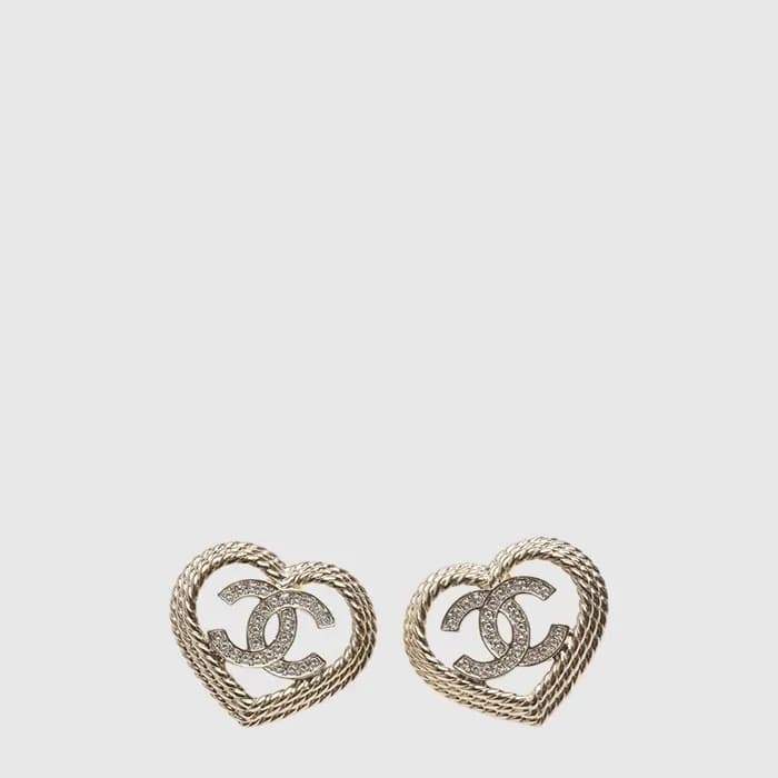 샤넬 여성 CC 크리스탈 하트 이어링 - Chanel Womens CC Crystal He… - 1