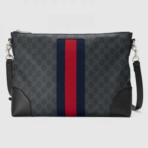 [구찌] 블랙 GG 수프림 474139 남성용 메신저 백 gu0002b - Gucci Bl… - 1
