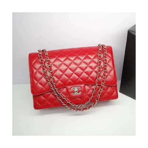 Chanel Women Leather Chain Tote Shoulder Bag,33CM … - 1