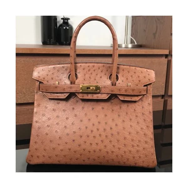 Hermes Birkin Ostrich Leather Tote Shoulder Bag ,3… - 1