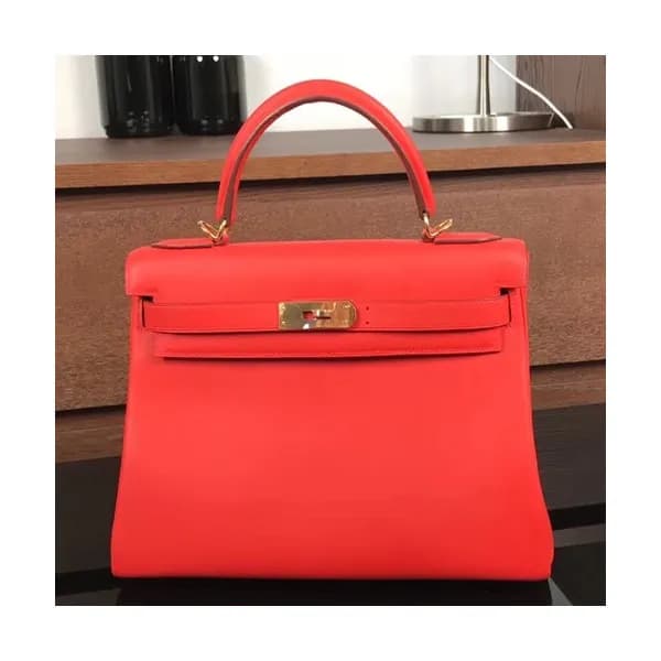 Hermes Kelly Swift Leather Tote Shoulder Bag ,28cm… - 1