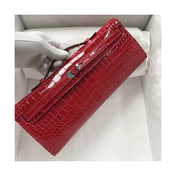 Hermes Kelly Cut Crocodile Leather Clutch Bag ,31c… - 1