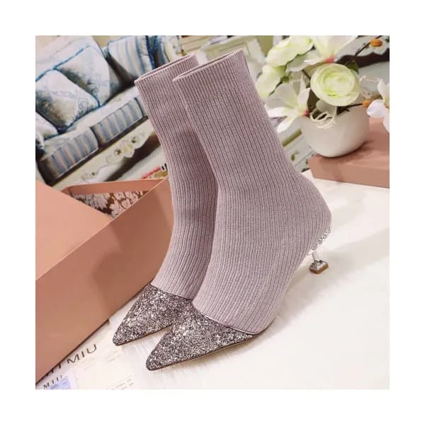 Miumiu 2018 Ladies knit Glitter Boots - 미우미우 니트 글리… - 1