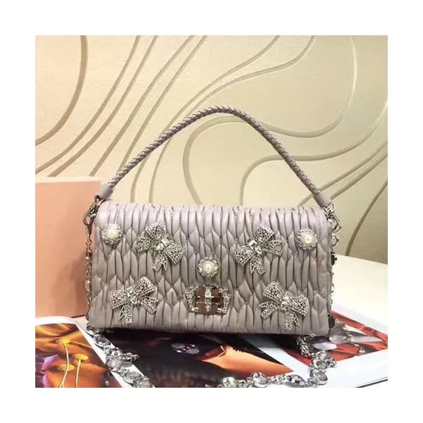 MiuMiu 2019 Matelasse Crystal Tote Shoulder Cross … - 1