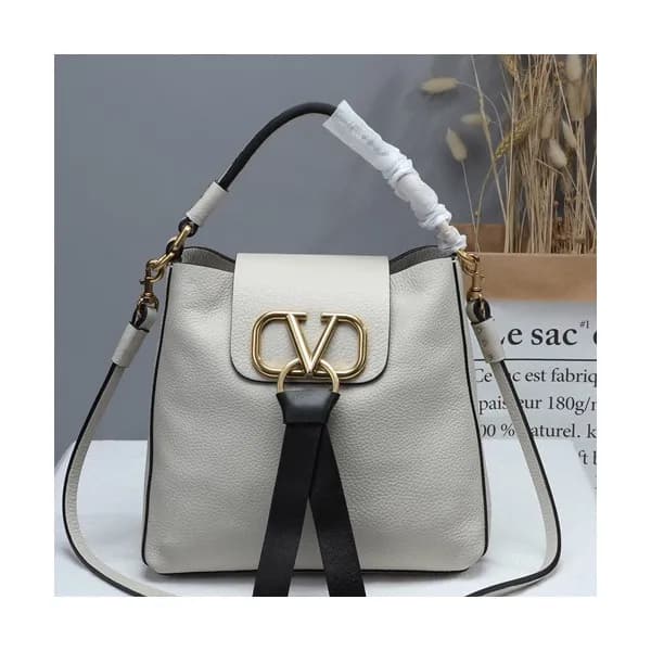 Valentino 2019 V-ring Leather Tote Shoudler Bag,22… - 1