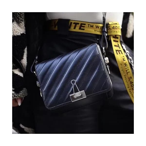 Off White 2019 Leather Binder Clip Shoulder Bag,19… - 1