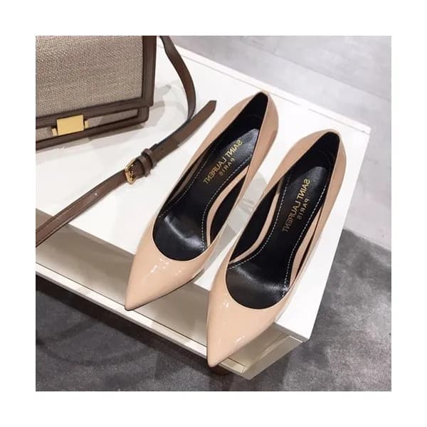 Saint Laurent 2019 Ladies Metal Logo Pumps High He… - 1