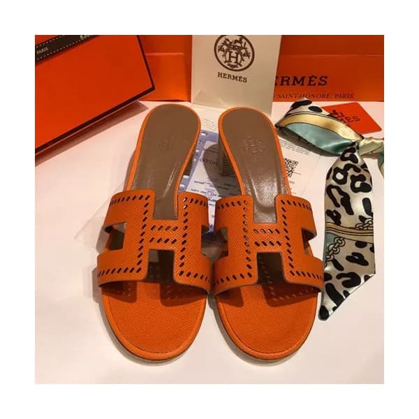 Hermes 2019 Ladies Oasis Leather Middle Heel Slipp… - 1