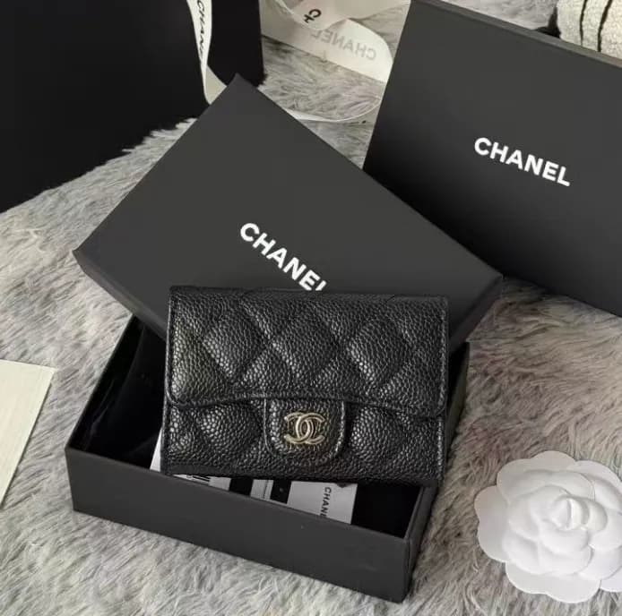 샤넬 여성 캐비어스킨 플랩 카드지갑 2color - Chanel Womens Black C… - 1