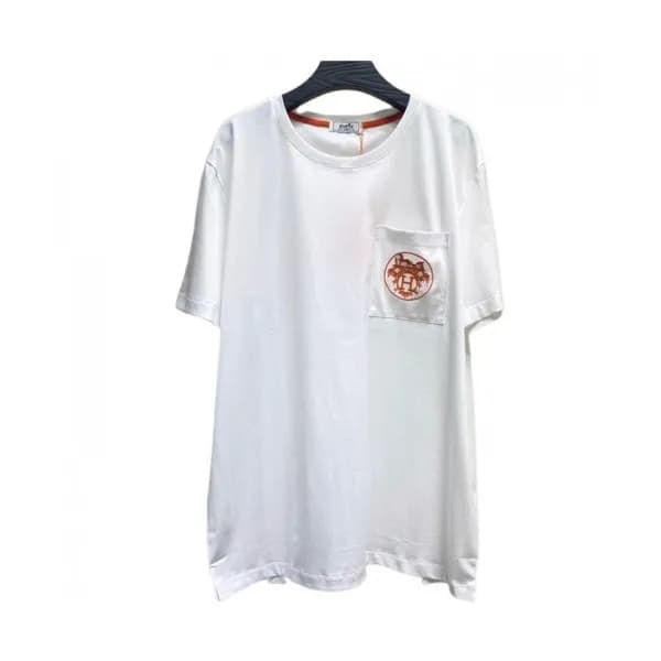 Hermes Mens Crew-neck Short Sleeved Tshirts White… - 1