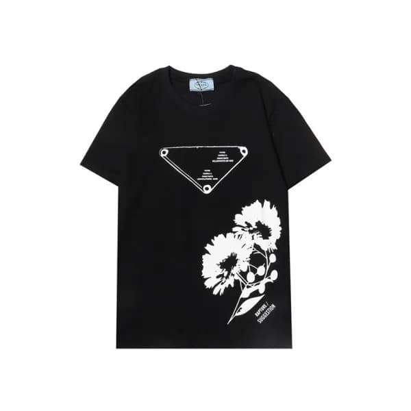 Prada Mens Basic Logo Short Sleeved Tshirts Black… - 1