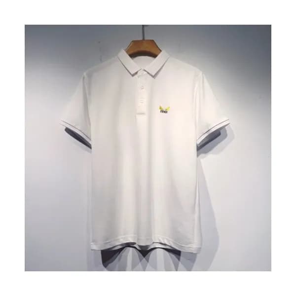 Fendi Mens Logo Casual Short Sleeved Tshirts Whit… - 1