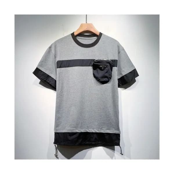 Prada Mens Basic Logo Short Sleeved Tshirts Gray … - 1