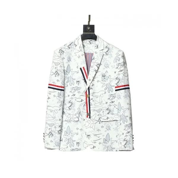 Thom Browne Mens Casual Cotton Suit Jackets White… - 1