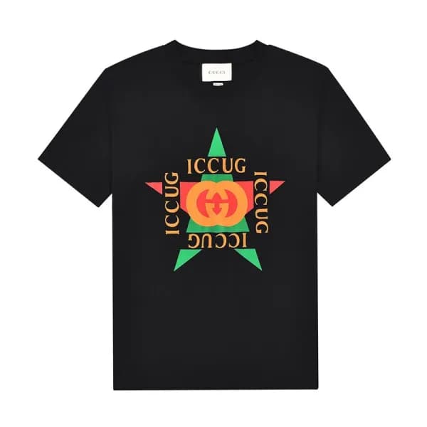 구찌 남자 크루넥 블랙 반팔티 - Unisex Black Tshirts - guc04577… - 1
