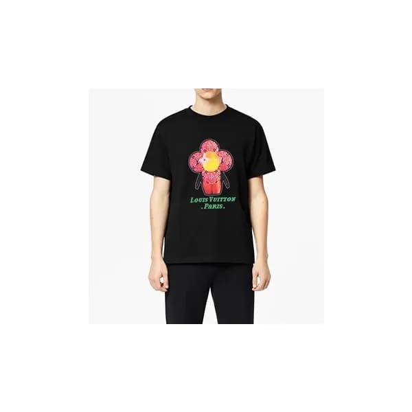 루이비통 남/여 크루넥 블랙 반팔티 - Unisex Black Tshirts - lou03… - 1
