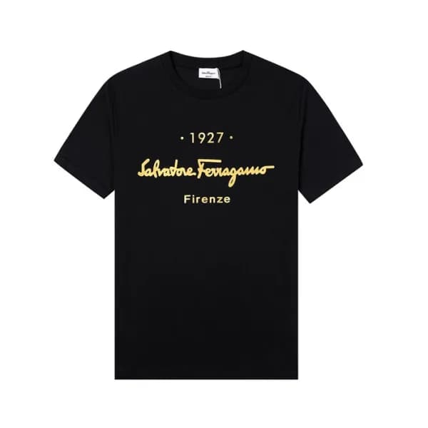 페라가모 남성 블랙 크루넥 반팔티 - Mens Black Tshirts - fer0344x - 1