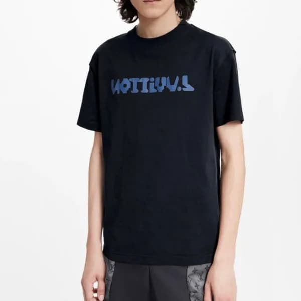 루이비통 남성 크루넥 블랙 반팔티 - Mens Black Tshirts - lou04037… - 1