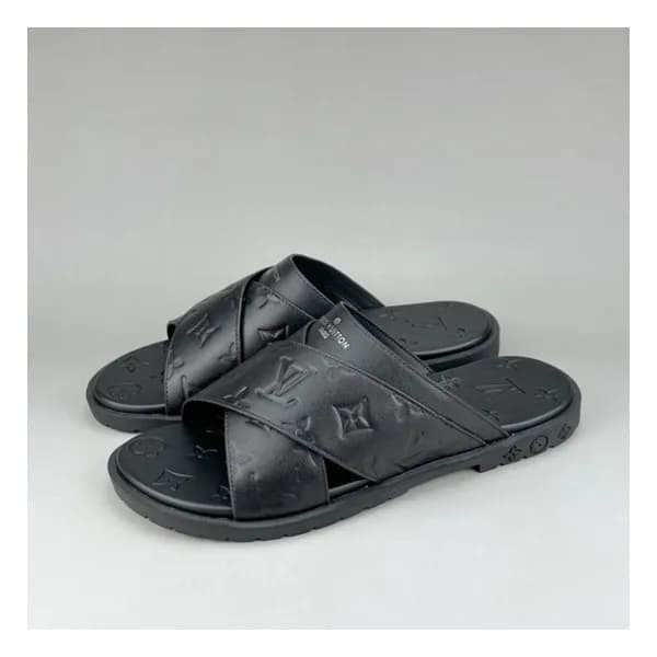 루이비통 남성 클래식 블랙 슬리퍼 - Mens Black Slippers - lou0423… - 1