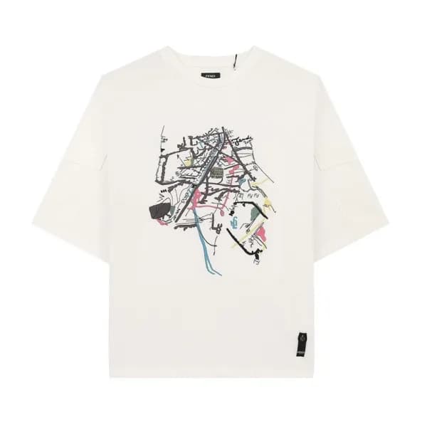 펜디 남성 아이보리 크루넥 반팔티 - Mens Ivory Tshirts - fen01220… - 1