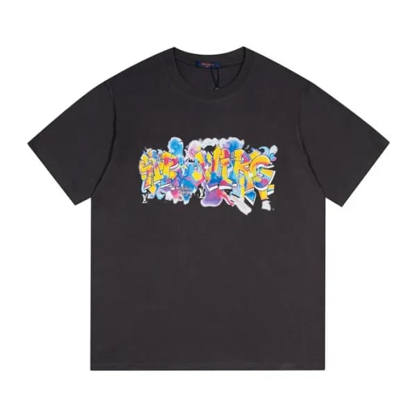 루이비통 남성 블랙 크루넥 반팔티 - Mens Black Tshirts - lou04892… - 1