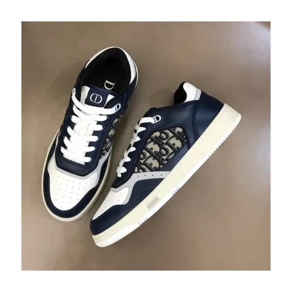 디올 남/녀 오블리크 Galaxy 네이비 스니커즈 - Unisex Navy Sneakers… - 1