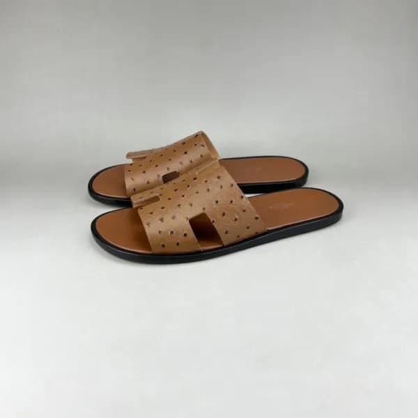 에르메스 남성 카멜 이지미르 - Mens Camel Slippers - her0793x - 1