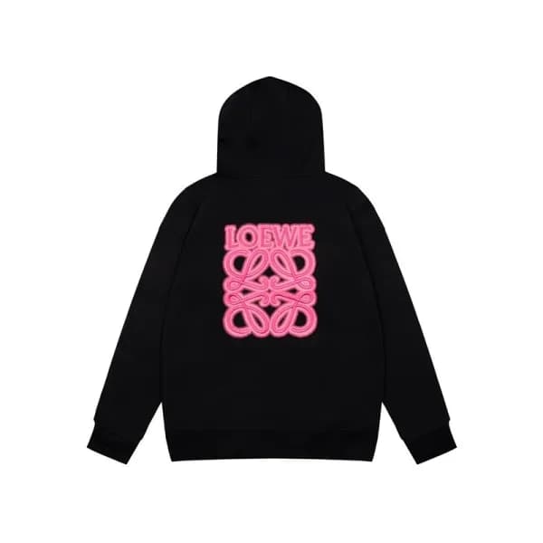 로에베 남/녀 캐쥬얼 블랙 후드티 - Unisex Black Hoodie - loe0631… - 1