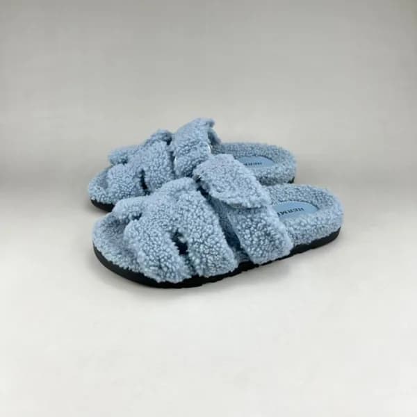 에르메스 남/녀 블루 퍼슬리퍼 - Unisex Blue Slippers - her0858x - 1