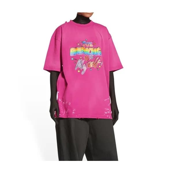 발렌시아가 남성 크루넥 핑크 반팔티 - Mens Pink Tshirts - bal01684… - 1