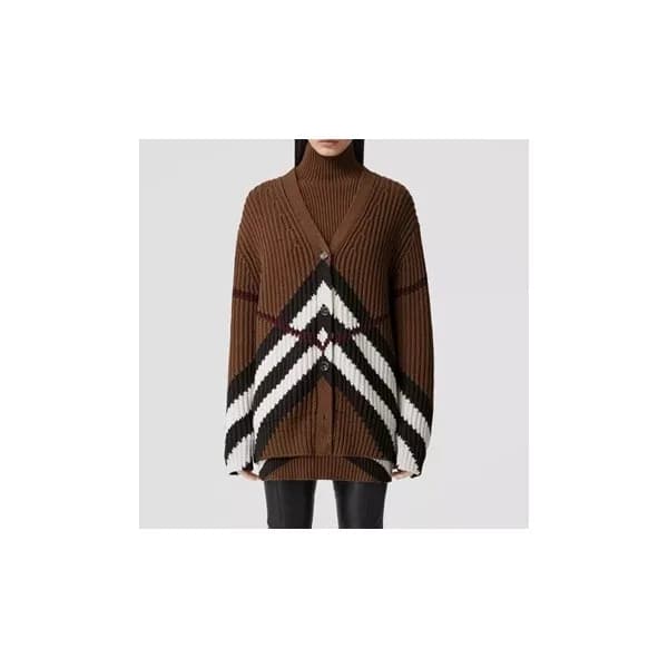 버버리 여성 브이넥 브라운 가디건 - Burberry Womens Brown Cardiga… - 1