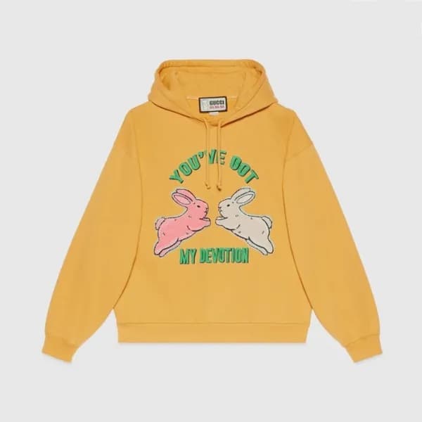 구찌 남/녀 트렌디 옐로우 후드티 - Gucci Unisex Yellow Hoodie -… - 1
