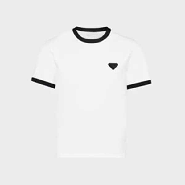 프라다 남성 화이트 크루넥 반팔티 - Prada Mens White Short sleeve… - 1