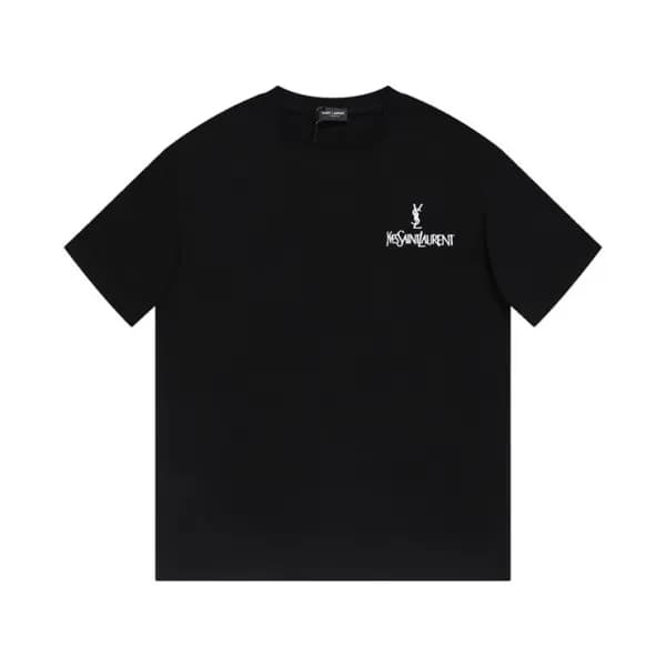 입생로랑 남성 블랙 크루넥 반팔티 - Saint laurent Black Short sle… - 1
