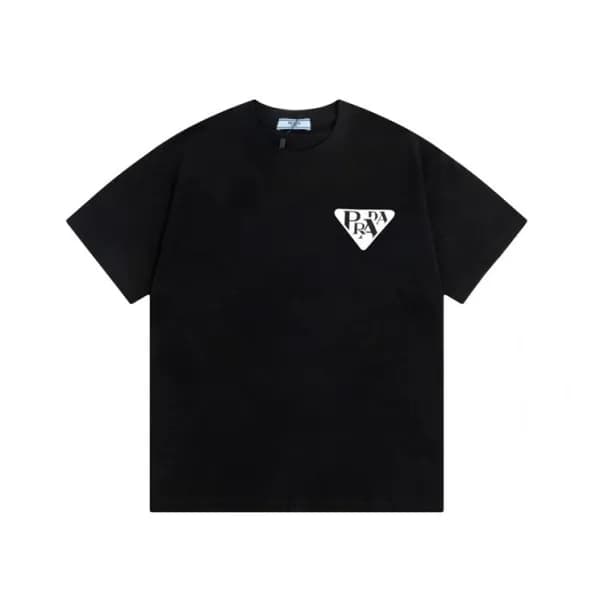 프라다 남성 크루넥 블랙 반팔티 - Prada Mens Black Short sleeved… - 1