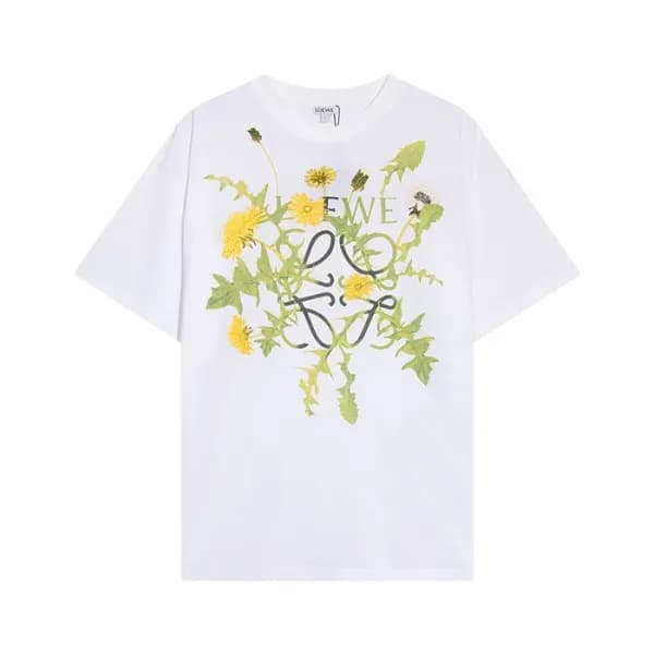 로에베 남/녀 이니셜 화이트 반팔티 - Loewe Unisex White Short sle… - 1