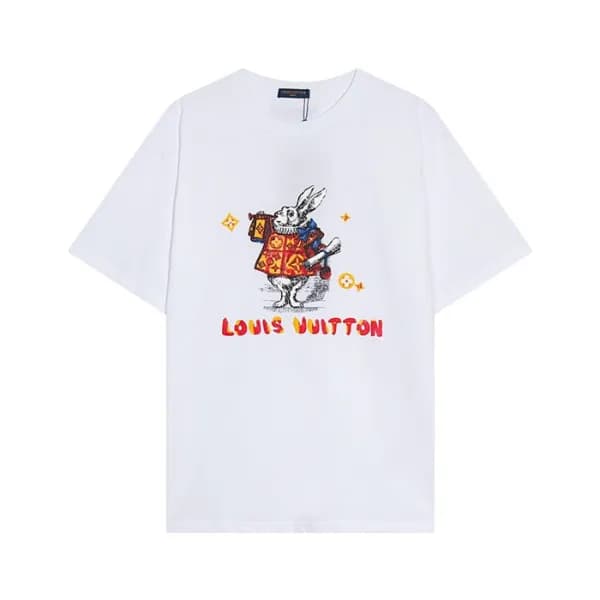 루이비통 남성 화이트 크루넥 반팔티 - Louis vuitton Mens White Sho… - 1