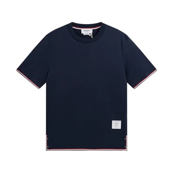 톰브라운 남성 크루넥 네이비 반팔티 - Thom Browne Mens Navy Tshirt… - 1