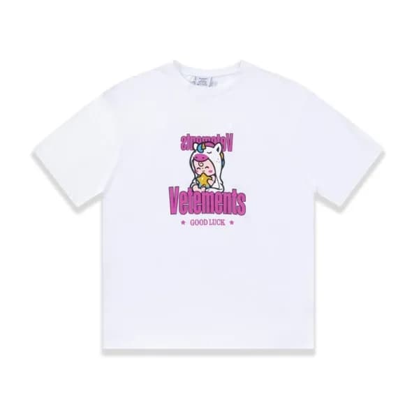 베트멍 남/녀 트렌디 화이트 반팔티 - Vetements Unisex White Tshir… - 1