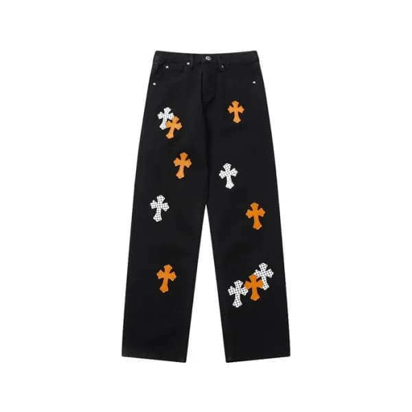 크롬하츠 남성 트렌디 블랙 청바지 - Chrom Hearts Mens Black Jeans… - 1