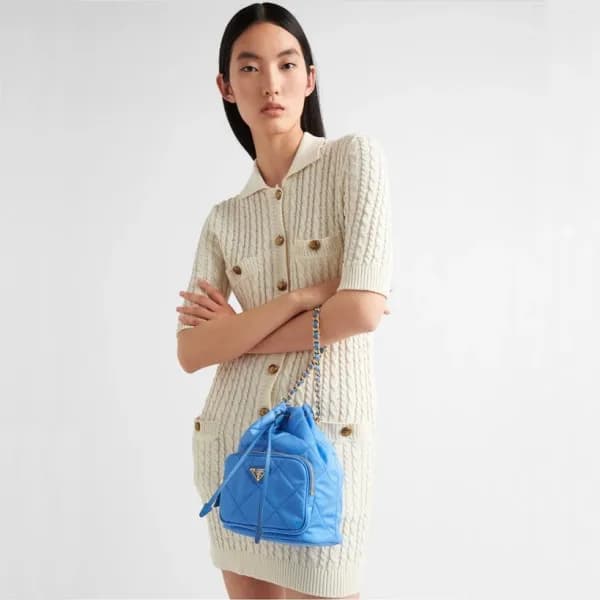 프라다 여성 블루 버킷백 - Prada Womens Blue Bucket Bag - pr6… - 1