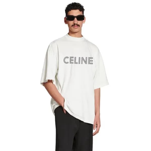 셀린느 남성 화이트 반팔 티셔츠 - Celine Mens White Tshirts - ce… - 1