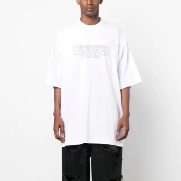 베트멍 남/녀 화이트 반팔 티셔츠 - Vetements Unisex Over Size Ts… - 1