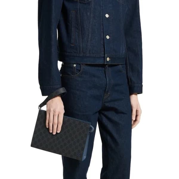 구찌 남성 바이컬러 GG 파우치 - Gucci Mens Bicolor GG pouch - … - 1