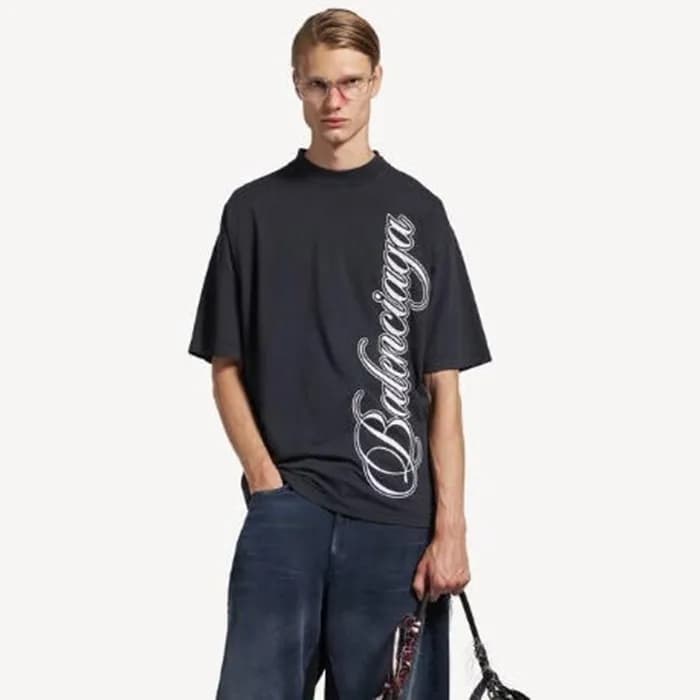 발렌시아가 남성 커시브 미디엄 핏 티셔츠 - Balenciaga Mens Curvy Med… - 1