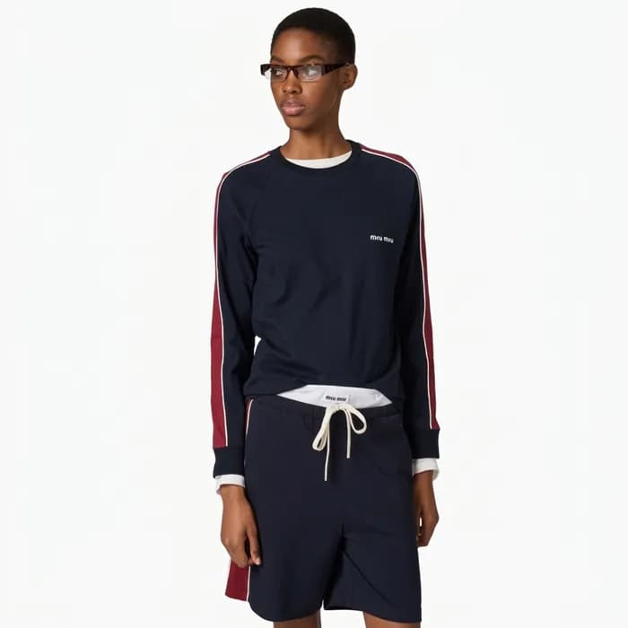 미우미우 여성 라운드 긴팔티 - Miumiu Womens Round Tshirt - mic… - 1